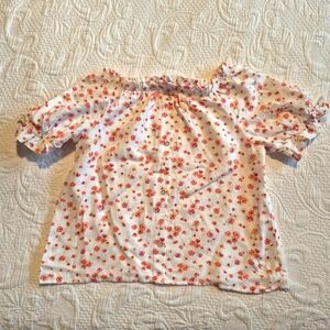 Zara girls size 10 blouse white with orange flowers No content tag EUC